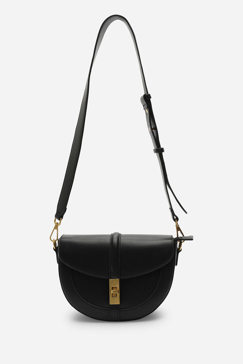 Wholesale Black Faux Leather Crossbody Bag with Adjustable Strap & Secure Lock