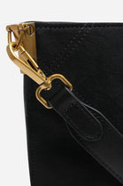 Black Faux Suede Turn-Lock Shoulder Bag