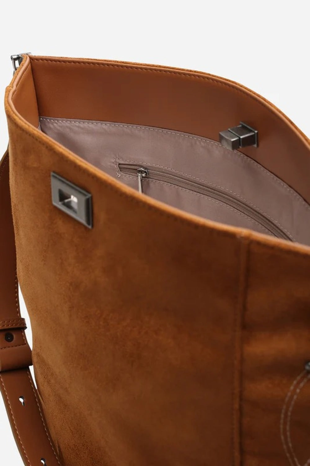 Western Stitch Suede Tote Bag – Wholesale Tan Shoulder Handbag