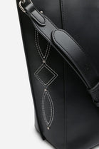 Western Stitch Tote Bag – Wholesale Faux Black Shoulder Handbag