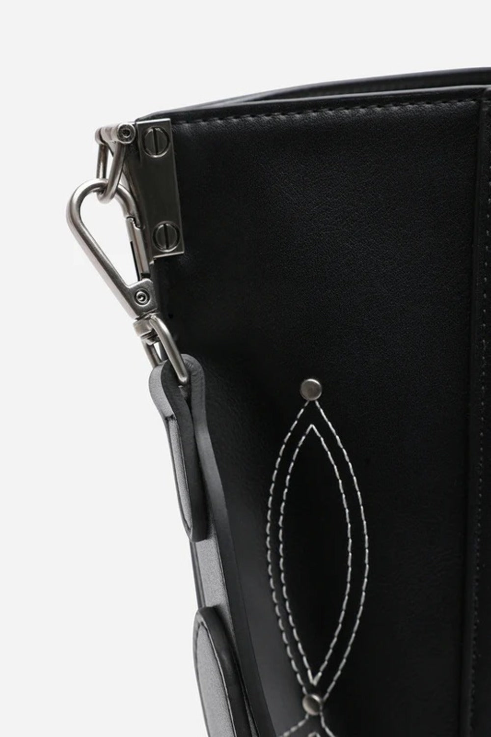 Western Stitch Tote Bag – Wholesale Faux Black Shoulder Handbag