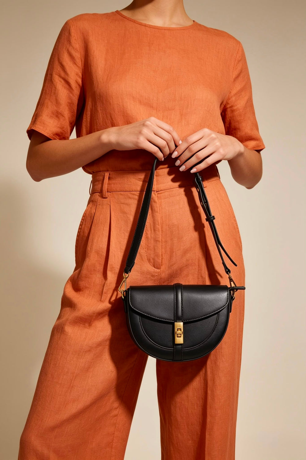 Wholesale Black Faux Leather Crossbody Bag with Adjustable Strap & Secure Lock