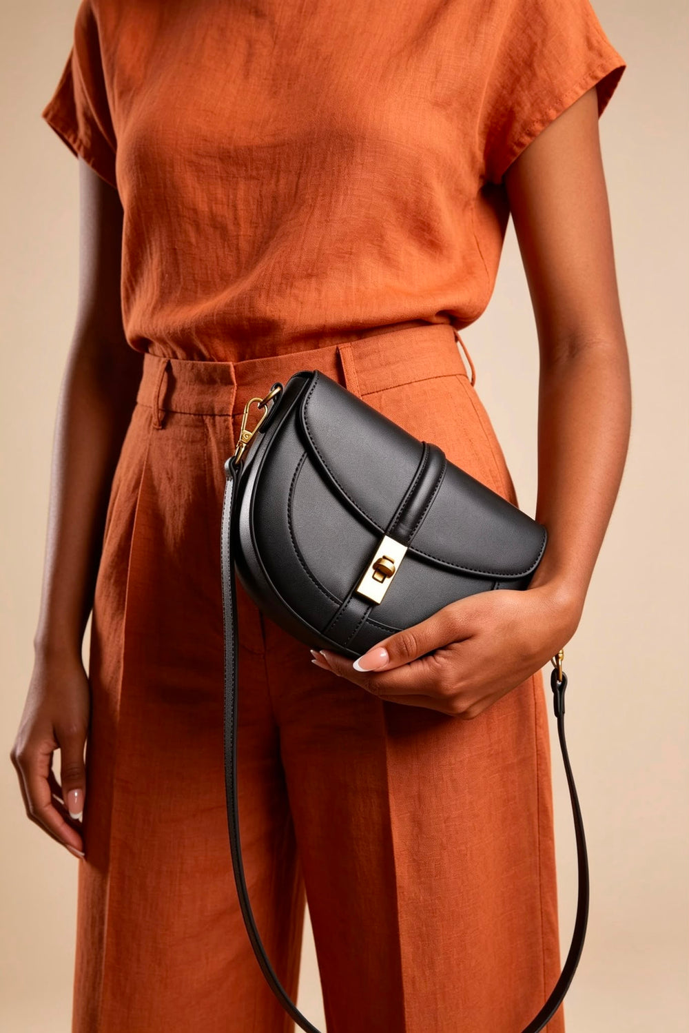 Wholesale Black Faux Leather Crossbody Bag with Adjustable Strap & Secure Lock