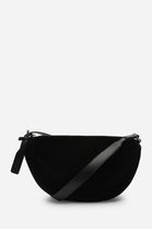 Wholesale Premium Black Suede Half Moon Sling Bag with Adjustable Strap