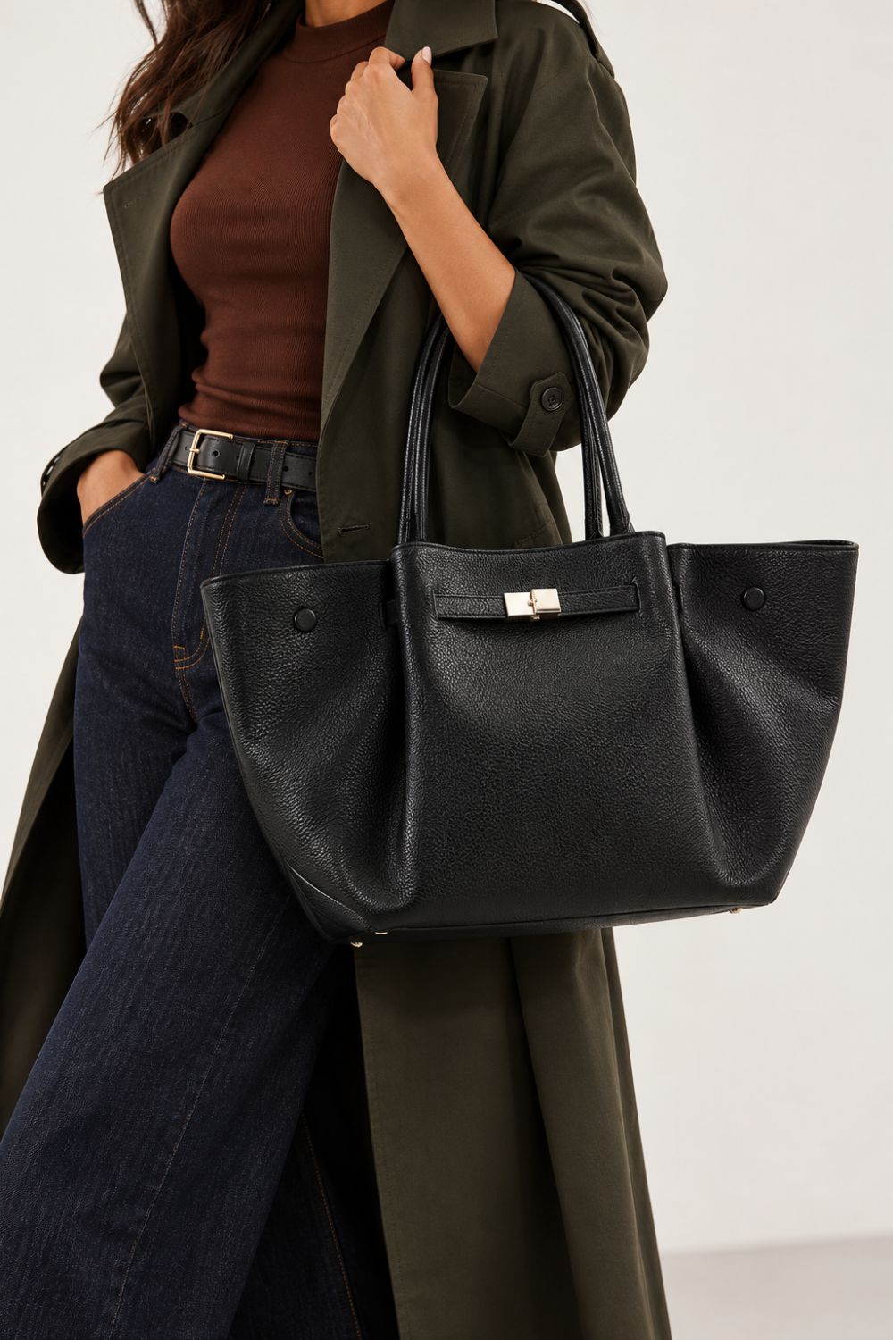 Wholesale Slouchy Faux Suede Hobo Bag – Black Faux Leather