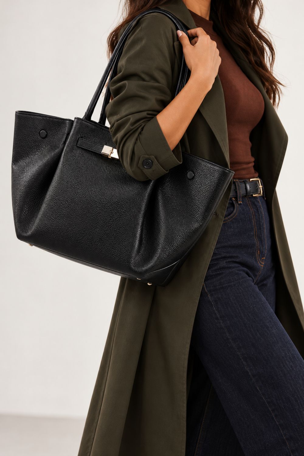 Wholesale Slouchy Faux Suede Hobo Bag – Black Faux Leather