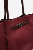 Wholesale Slouchy Faux Suede Hobo Bag – Burgundy