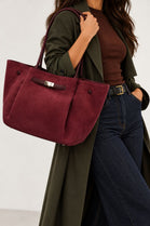 Wholesale Slouchy Faux Suede Hobo Bag – Burgundy