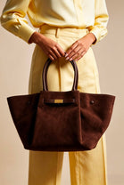 Wholesale Slouchy Faux Suede Hobo Bag – Dark Brown