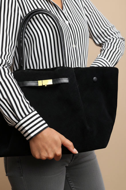 Wholesale Slouchy Faux Suede Hobo Bag – Black