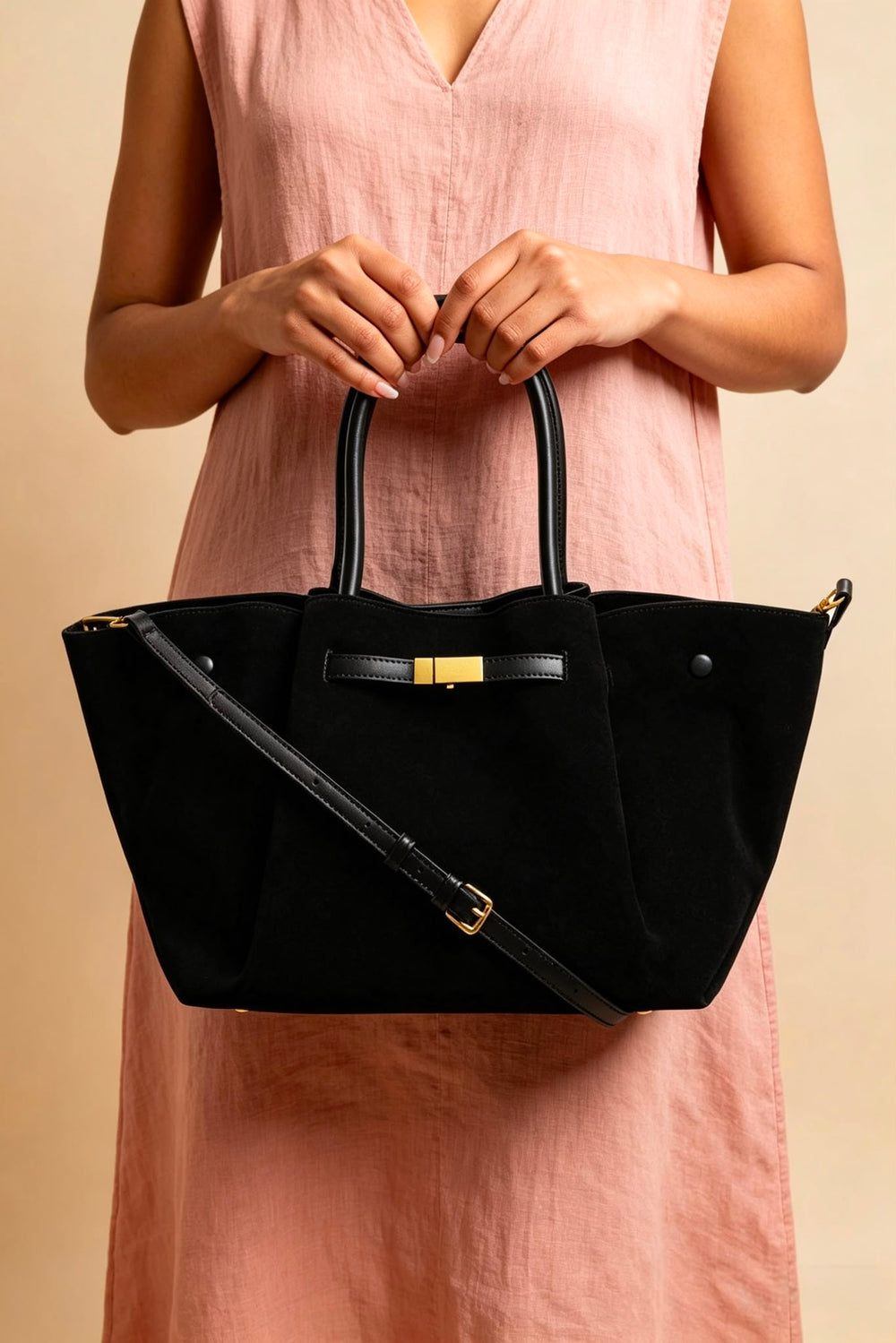 Wholesale Slouchy Faux Suede Hobo Bag – Black