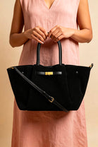 Wholesale Slouchy Faux Suede Hobo Bag – Black