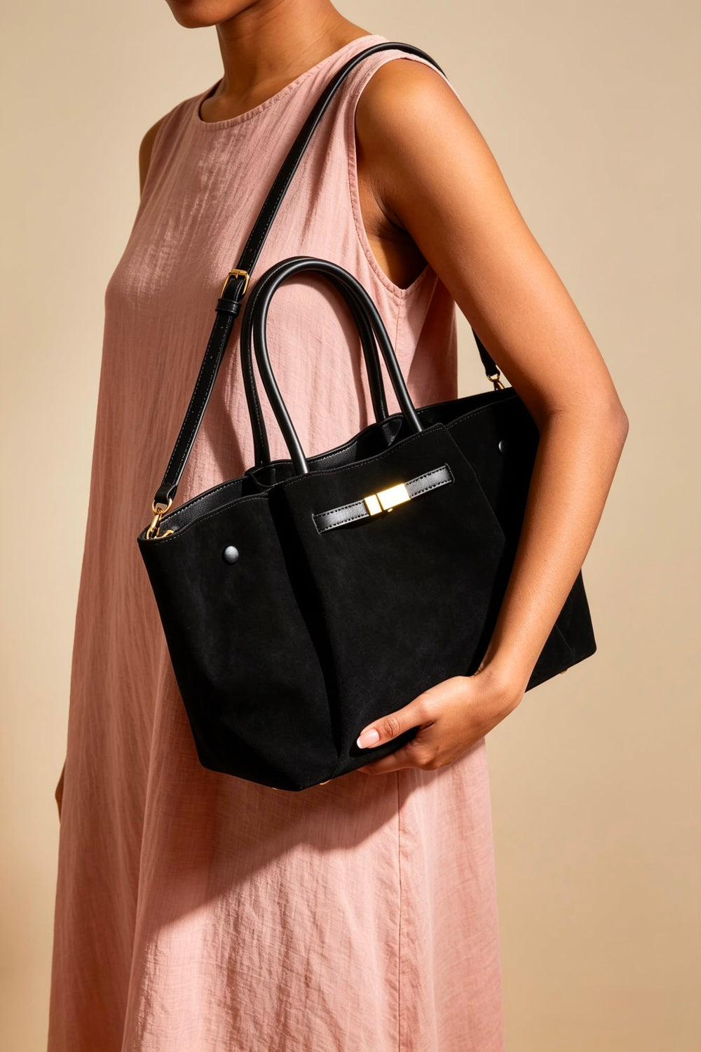 Wholesale Slouchy Faux Suede Hobo Bag – Black