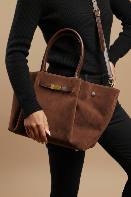 Wholesale Slouchy Faux Suede Hobo Bag – Dark Brown