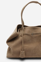 Wholesale Premium Cognac Suede Slouchy Shoulder Bag