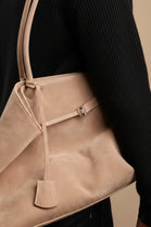Wholesale Premium Cognac Suede Slouchy Shoulder Bag