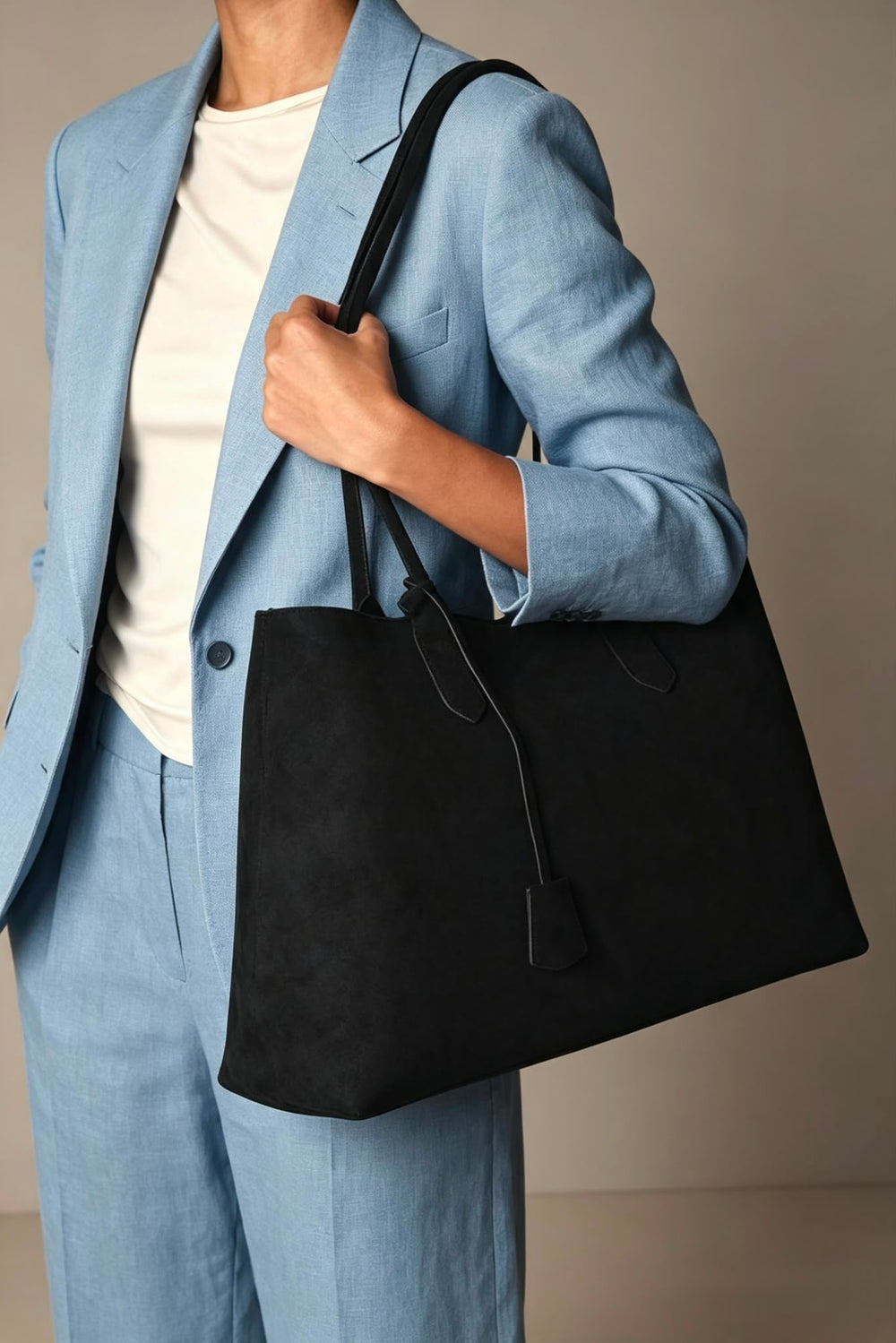 Wholesale Premium Black Suede Slouchy Shoulder Bag