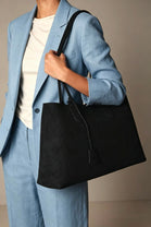 Wholesale Premium Black Suede Slouchy Shoulder Bag