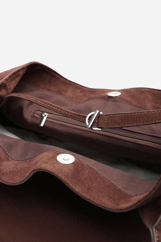 Wholesale Premium Dark Brown Suede Slouchy Shoulder Bag