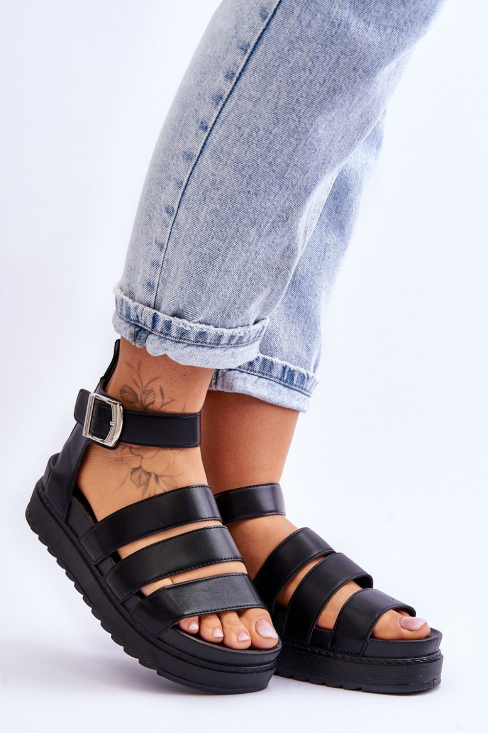 Black Gladiator Chunky Strappy Sandals – No Doubt Shoes