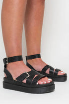 Black Heel Strap Chunky Platform Sandals
