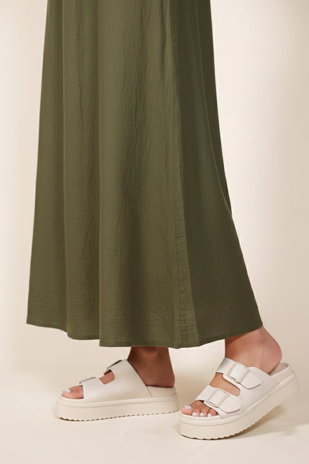 Ladies Cream Double Buckle Platform Sandals - Pack A