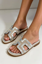Women’s Silver Flat Cut‑Out Sandals | Wholesale Summer Footwear