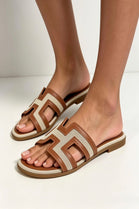 Women’s Tan Flat Cut‑Out Sandals | Wholesale Summer Footwear