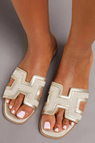 Women’s Gold Flat Cut‑Out Sandals | Wholesale Summer Footwear