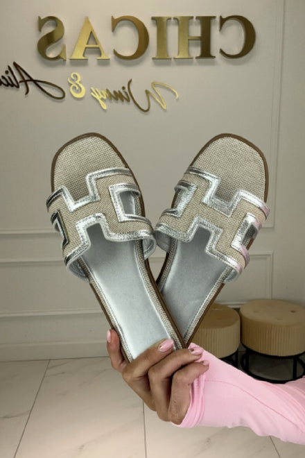 Women’s Silver Flat Cut‑Out Sandals | Wholesale Summer Footwear