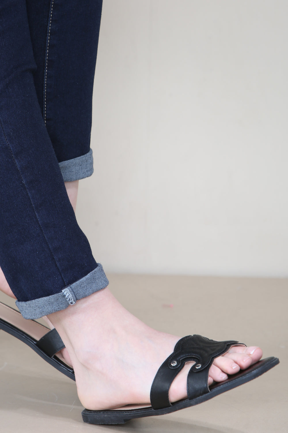 Black PU Designer Slider Sandals