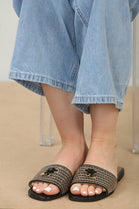 Black PU Designer Slider Sandals