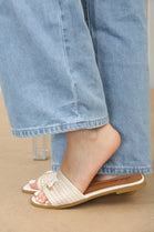 White PU Designer Slider Sandals