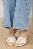 White PU Designer Slider Sandals