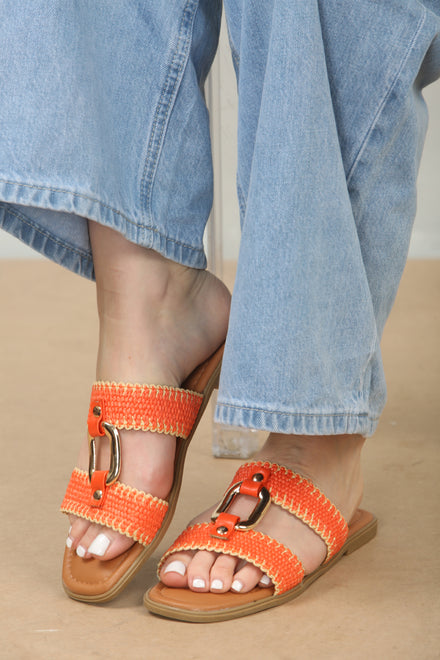 Orange Designer Contrast Stitch Slider
