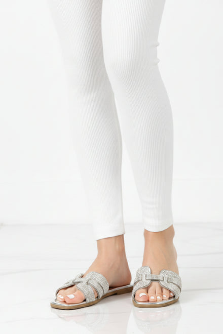 Silver Diamante Slider Sandals | Wholesale