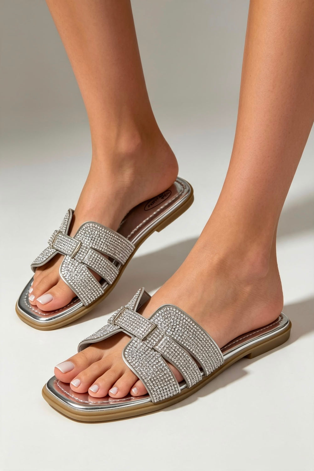Silver Diamante Slider Sandals | Wholesale