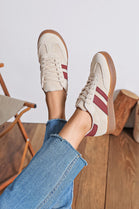 Women's Lace Up Flat Casual Fashion Designer Trainers in Beige
