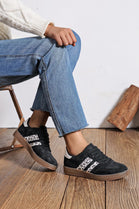 Women's Lace Up Flat Casual Fashion Designer Trainers in Black