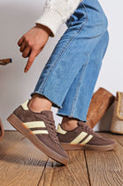 Women's Lace Up Flat Casual Fashion Designer Trainers in Dark Brown