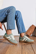 Women's Lace Up Flat Casual Fashion Designer Trainers in Green