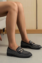BLACK CRYSTAL DIAMANTE LOAFERS SPARKLY GOLD TRIM DETAIL SHOES