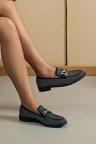 BLACK CRYSTAL DIAMANTE LOAFERS SPARKLY GOLD TRIM DETAIL SHOES