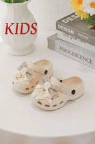 Kids Beige Rhinestone Sparkling Bow Clogs Slip-On Sandals | 30/35 Sizes (Pack of 24)