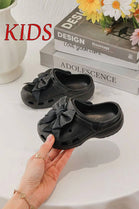 Kids Black Rhinestone Sparkling Bow Clogs Slip-On Sandals | 24/29 Sizes (Pack of 24)