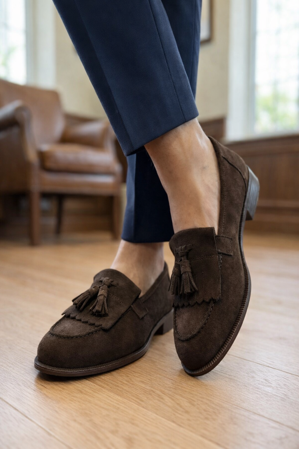 Women's Brown Suede Tassel Loafers | Wholesale