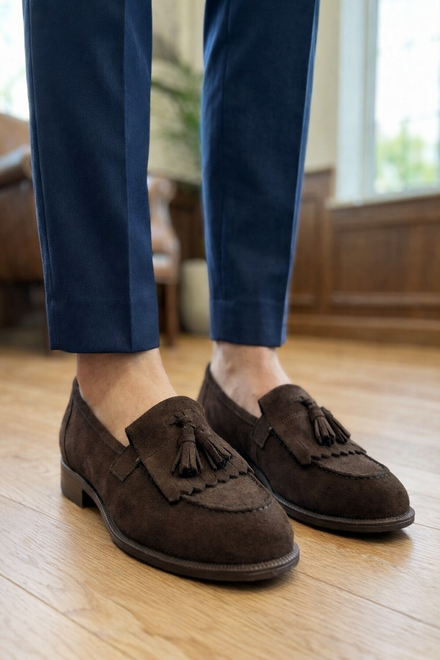 Women's Brown Suede Tassel Loafers | Wholesale