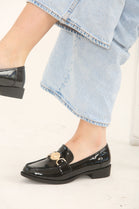 DESIGNER BLACK PATENT SLIP ON LOAFER