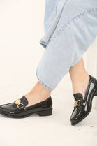 DESIGNER BLACK PATENT SLIP ON LOAFER