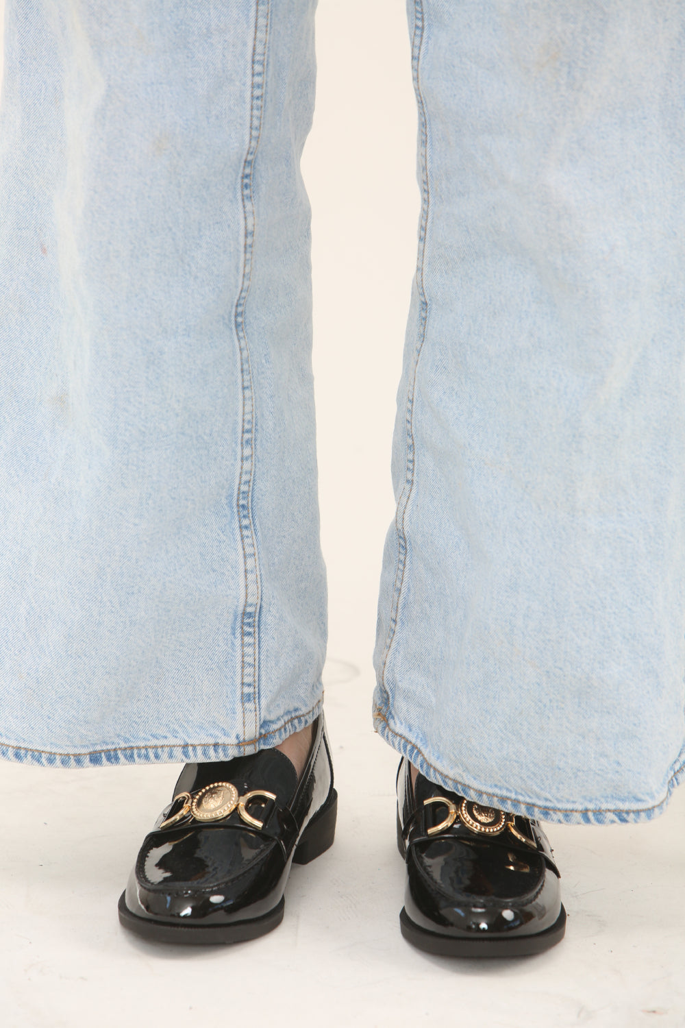 DESIGNER BLACK PATENT SLIP ON LOAFER